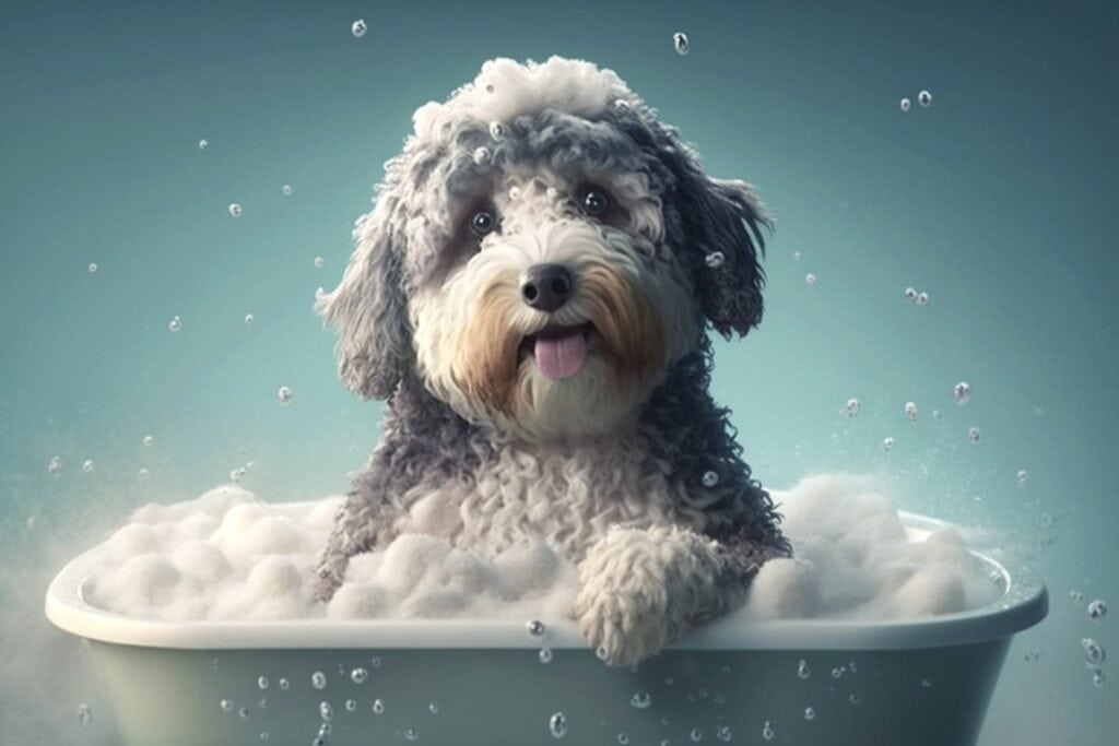 bathing an aussiedoodle